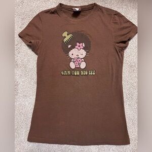 Sanrio Hello Kitty Afro Brown Womens T-Shirt. Can you dig it.